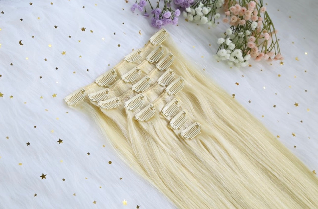 European Clip In Extensions - Light/Dyed Colour